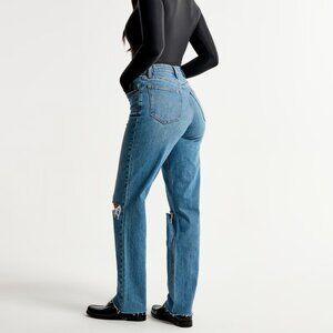 Abercrombie Jeans 90s Straight Ultra High Rise Curve Love Distressed